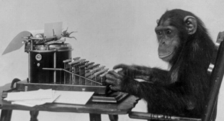 By New York Zoological Society - This file was derived from: Chimpanzee seated at a typewriter.tif:, Public Domain, https://commons.wikimedia.org/w/index.php?curid=19075009
